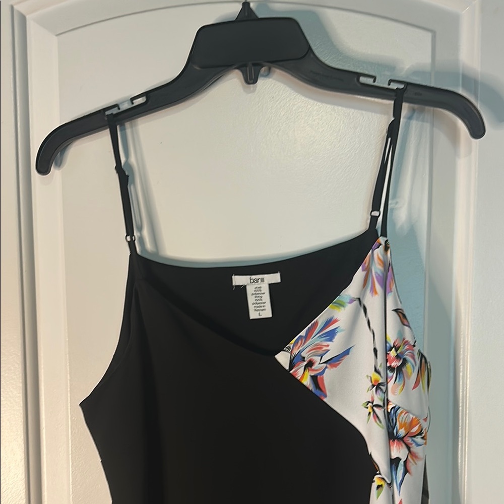 NWT Bar III Black and Floral Asymmetrical Dress